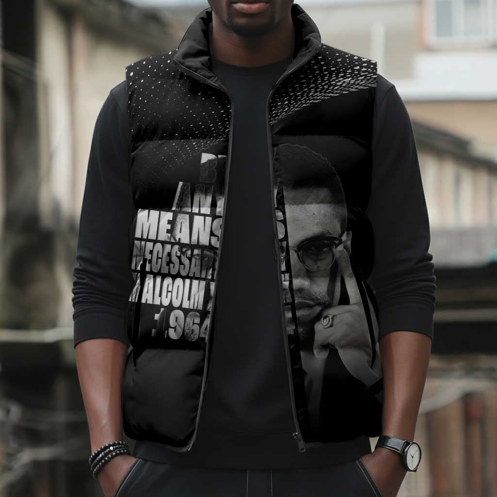 Malcolm X El-Hajj Malik El-Shabazz Sleeveless Puffer Jacket By Any Means Necessary