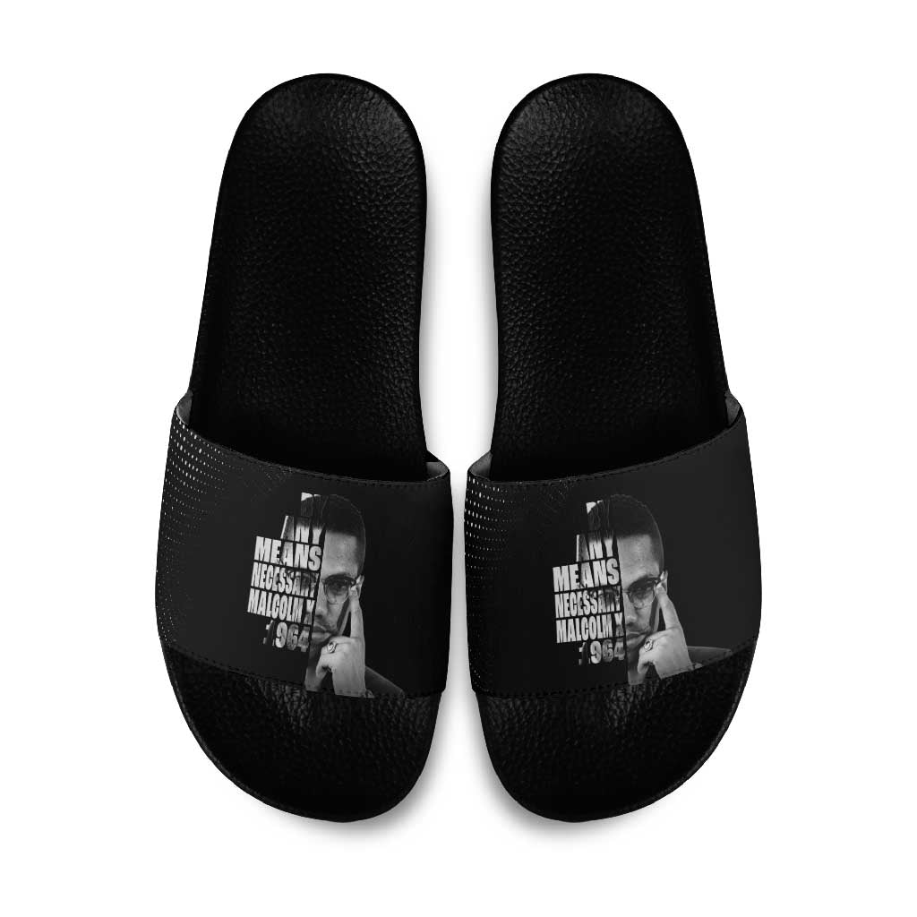 Malcolm X El-Hajj Malik El-Shabazz Slide Sandals By Any Means Necessary