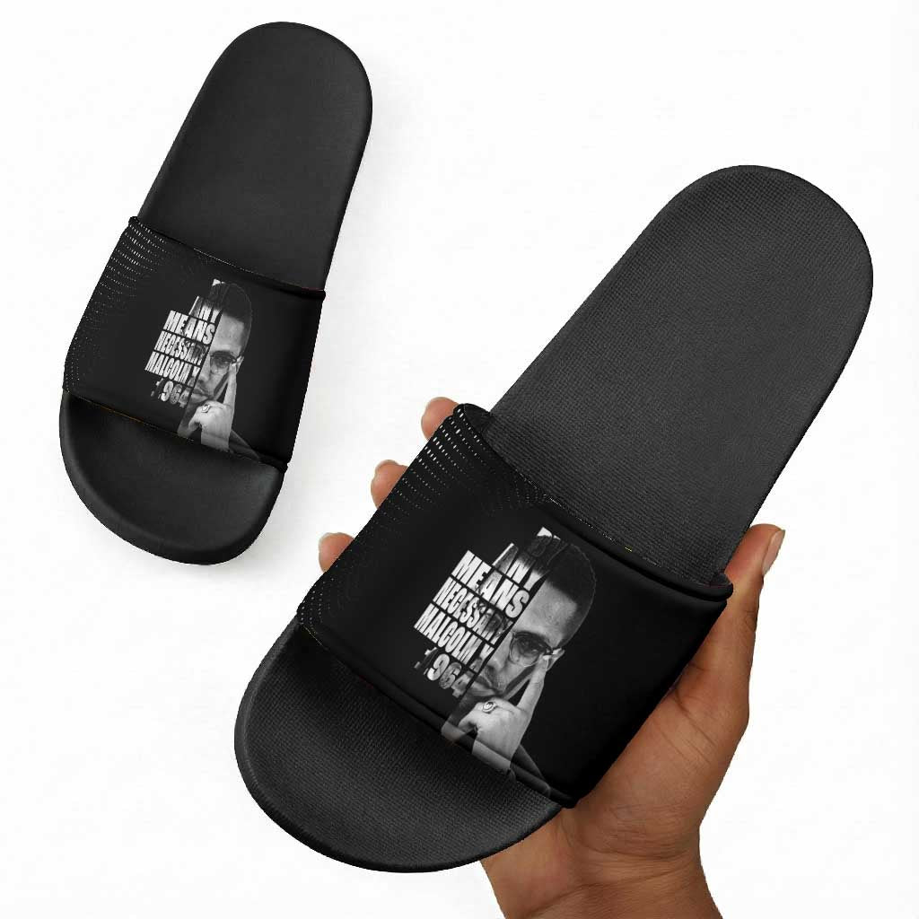 Malcolm X El-Hajj Malik El-Shabazz Slide Sandals By Any Means Necessary