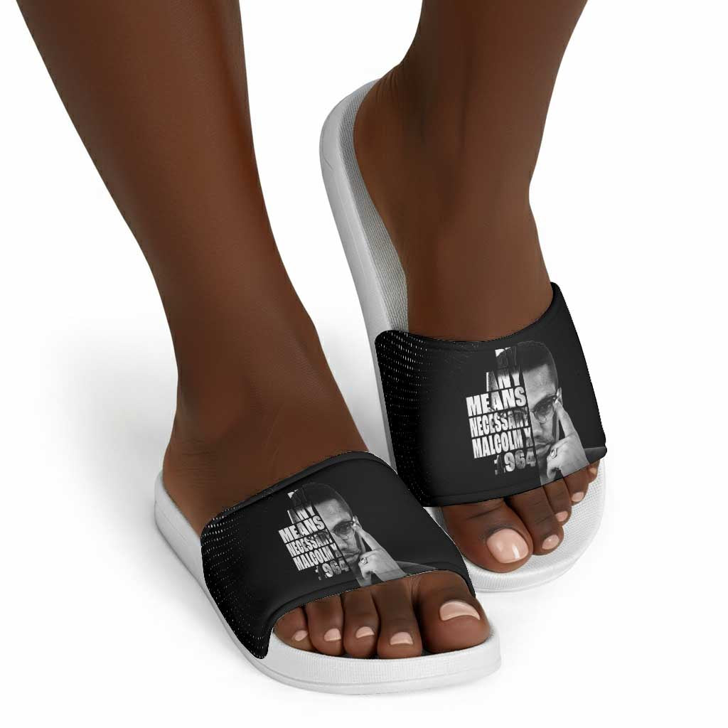 Malcolm X El-Hajj Malik El-Shabazz Slide Sandals By Any Means Necessary