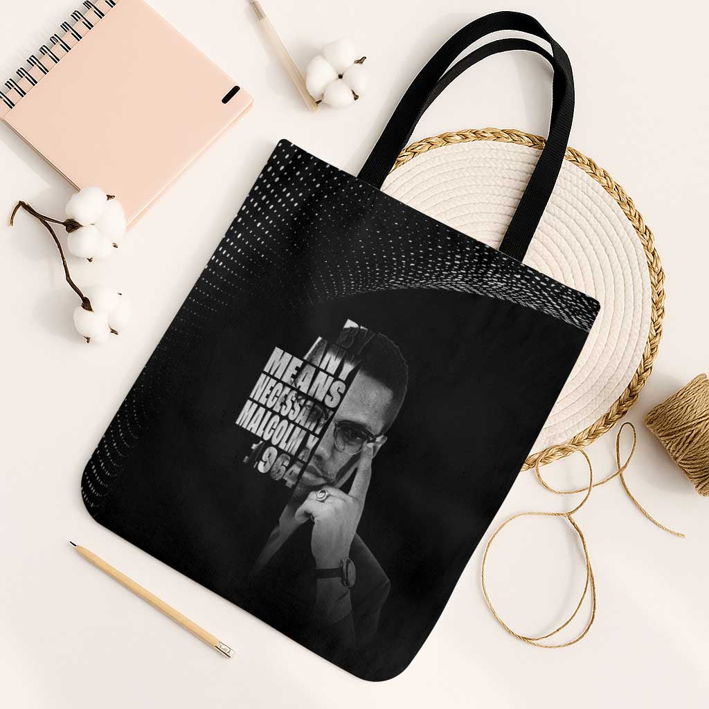 Malcolm X El-Hajj Malik El-Shabazz Tote Bag By Any Means Necessary