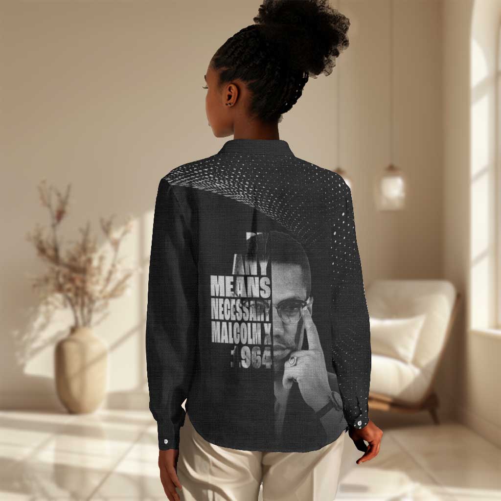African America Heroes Malcolm X Women Casual Shirt By Any Means Necessary - African Pride