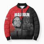 African America Heroes Bomber Puffer Jacket Malcolm X Speaks