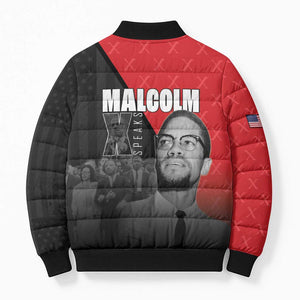 African America Heroes Bomber Puffer Jacket Malcolm X Speaks