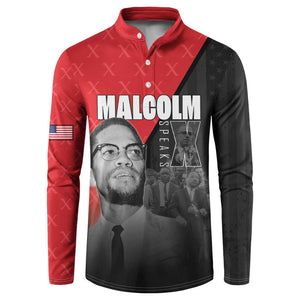 African America Heroes Button Sweatshirt Malcolm X Speaks