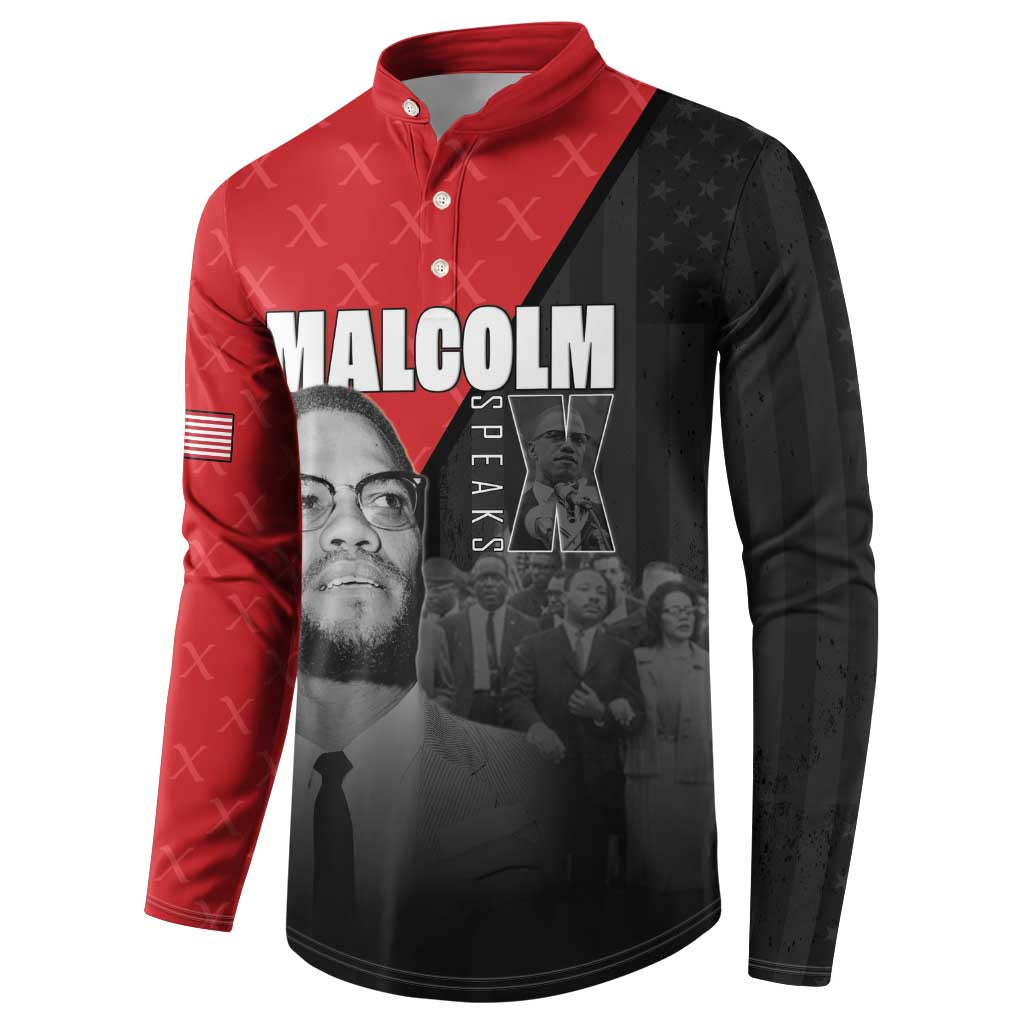 African America Heroes Button Sweatshirt Malcolm X Speaks