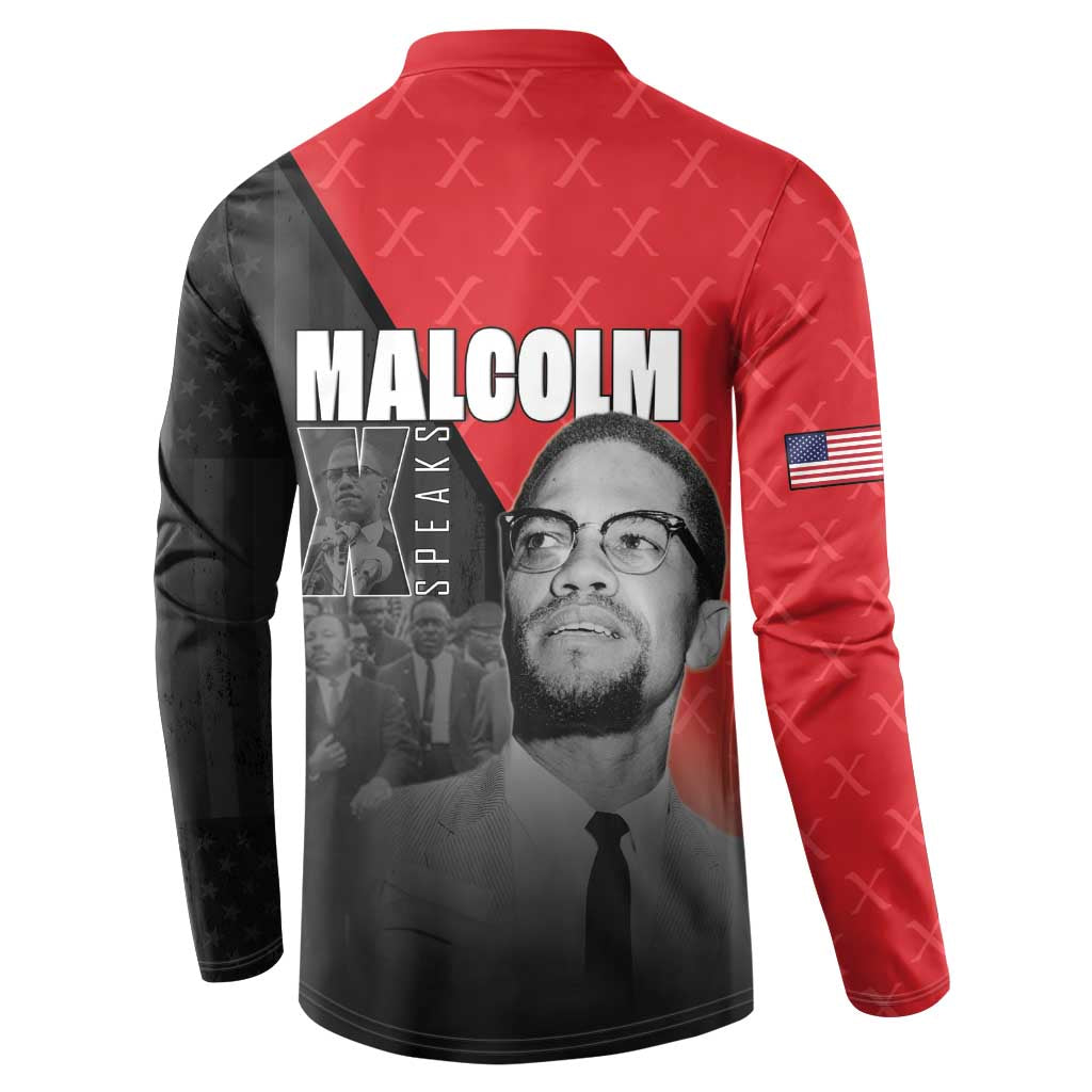 African America Heroes Button Sweatshirt Malcolm X Speaks