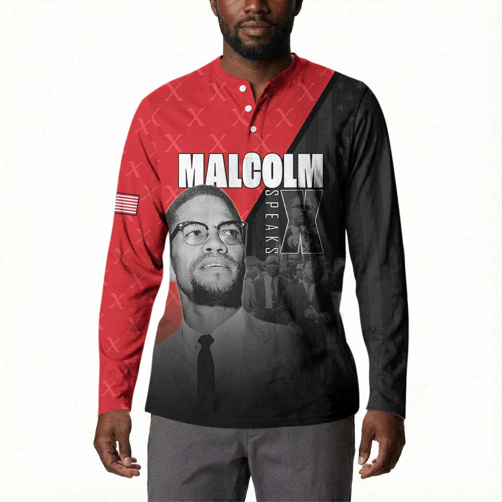 African America Heroes Button Sweatshirt Malcolm X Speaks