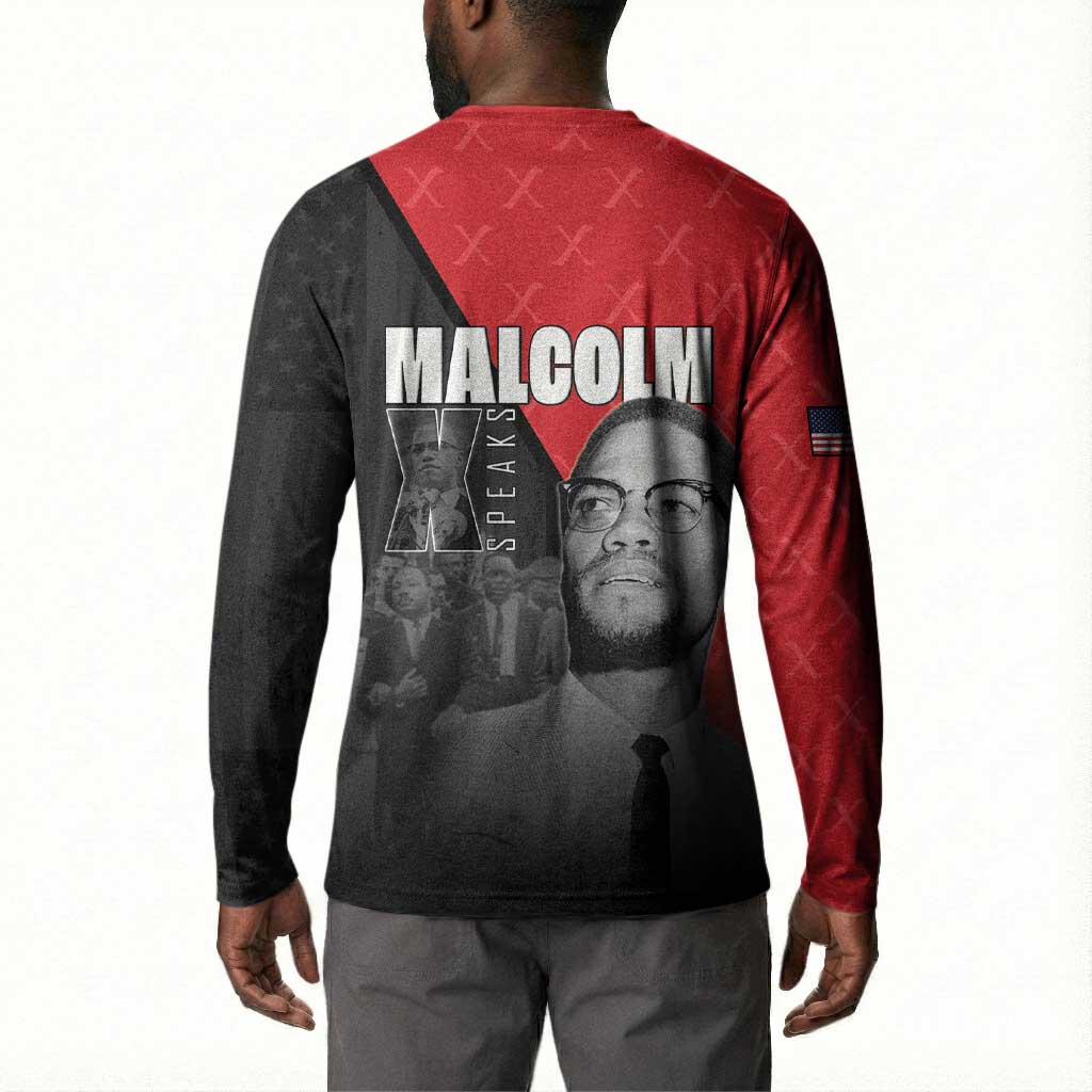 African America Heroes Button Sweatshirt Malcolm X Speaks