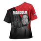 African America Heroes Cross Shoulder Shirt Malcolm X Speaks