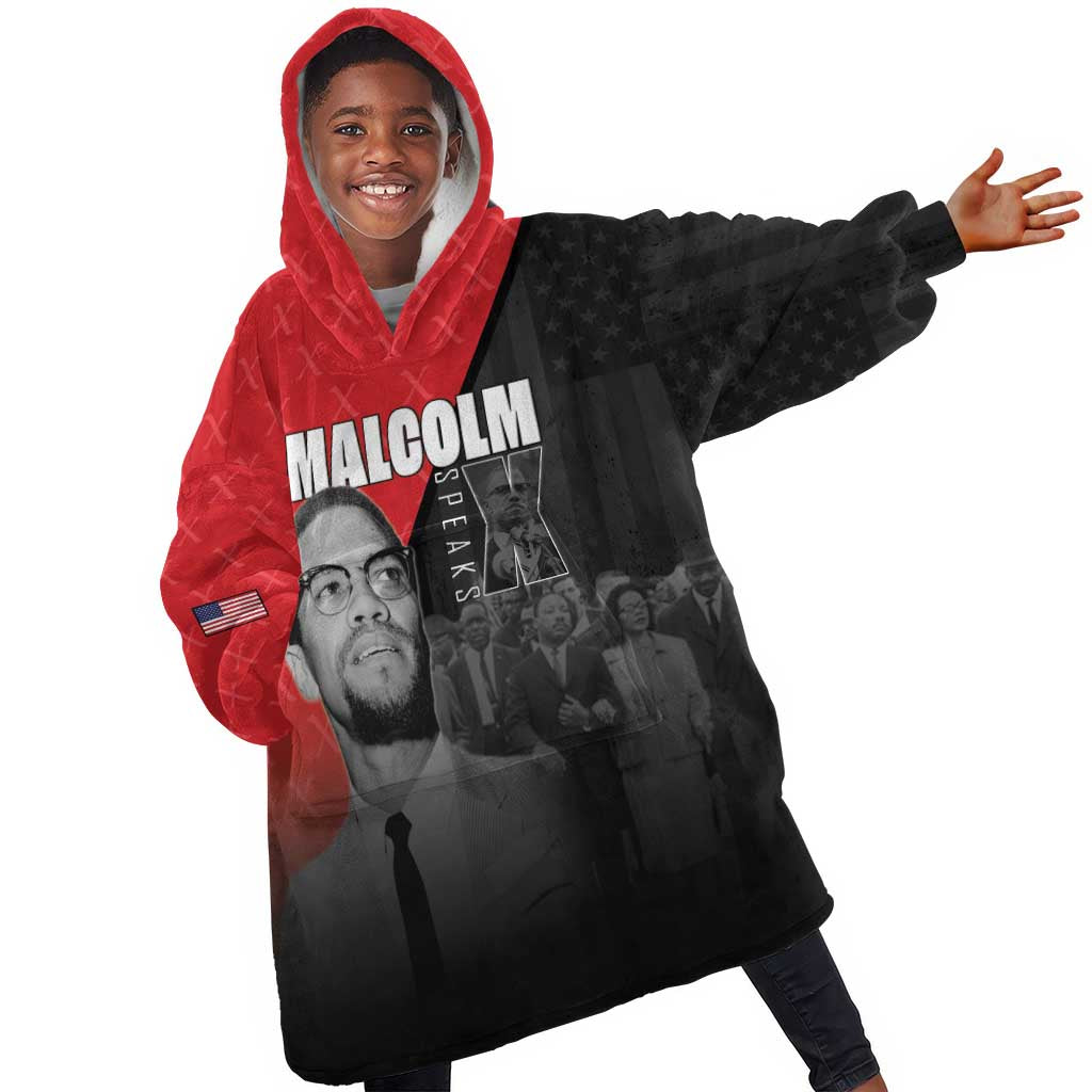 Malcolm X Speaks Kid Wearable Blanket Hoodie Legacy of the Civil Rights Leaders - African Pride