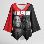 African America Heroes Kimono Sleeve Blouse Malcolm X Speaks