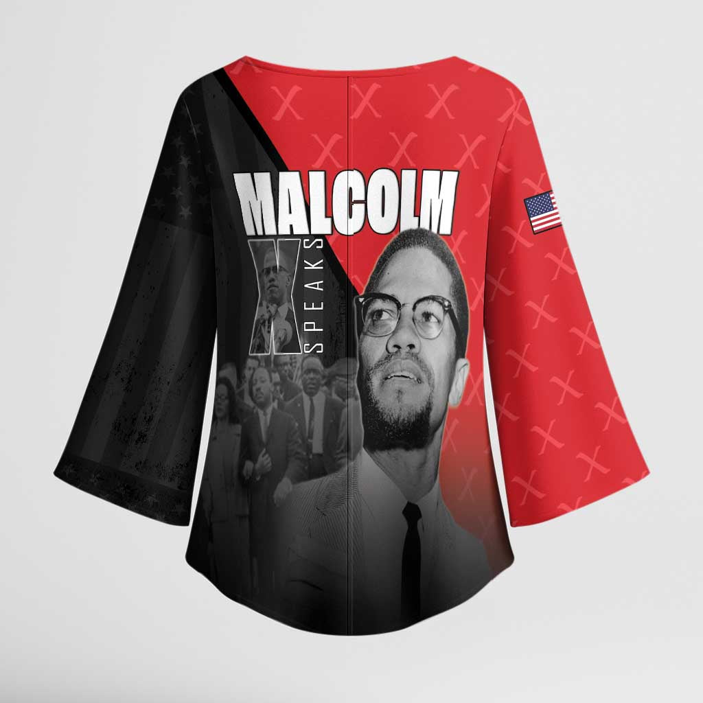 African America Heroes Kimono Sleeve Blouse Malcolm X Speaks