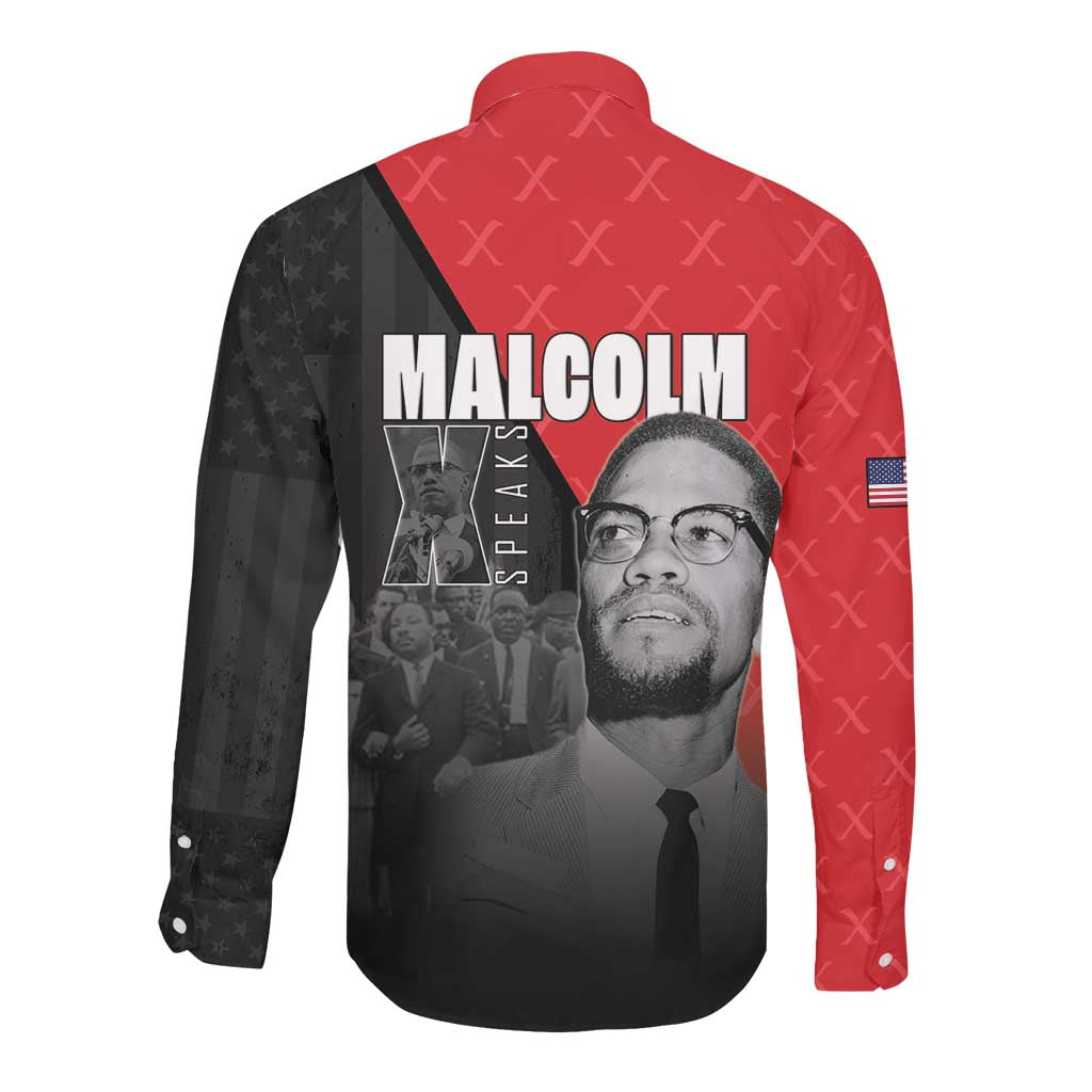 Malcolm X Speaks Long Sleeve Button Shirt Legacy of the Civil Rights Leaders - African Pride