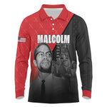 Malcolm X Speaks Long Sleeve Polo Shirt Legacy of the Civil Rights Leaders - African Pride