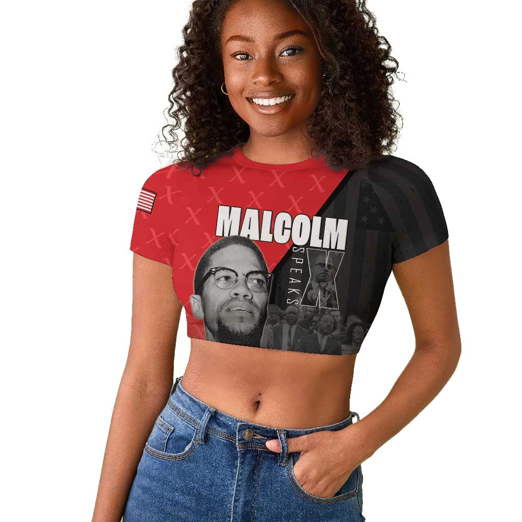 Malcolm X Speaks Raglan Cropped T shirt Legacy of the Civil Rights Leaders LT15