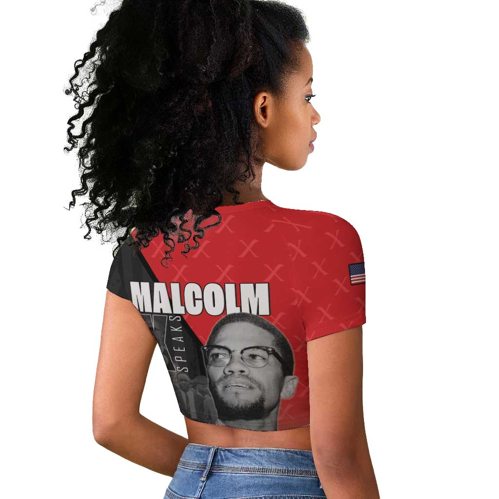 Malcolm X Speaks Raglan Cropped T shirt Legacy of the Civil Rights Leaders LT15
