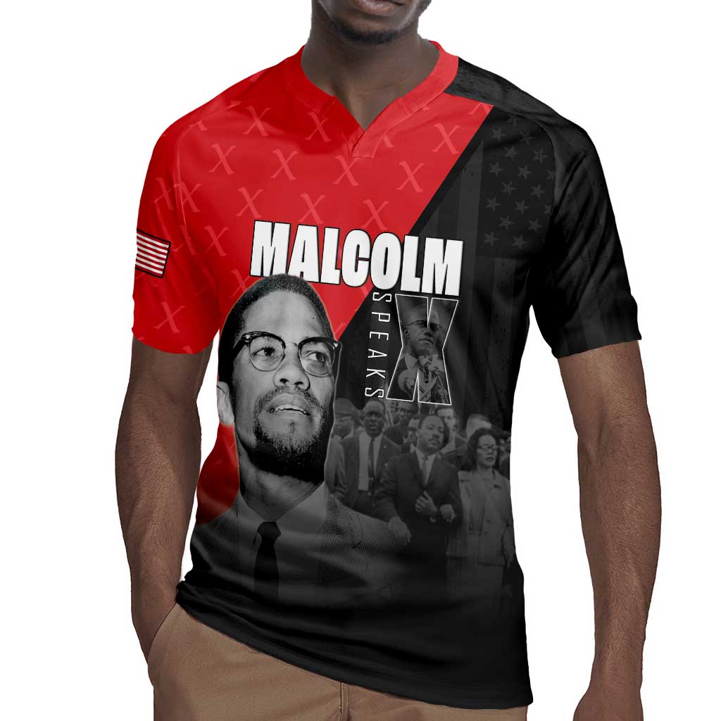 Malcolm X Speaks Rugby Jersey Legacy of the Civil Rights Leaders LT15