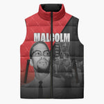 African America Heroes Sleeveless Puffer Jacket Malcolm X Speaks