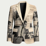 Malcolm X Blazer Vintage Newspaper Print Style