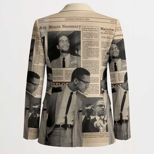 Malcolm X Blazer Vintage Newspaper Print Style
