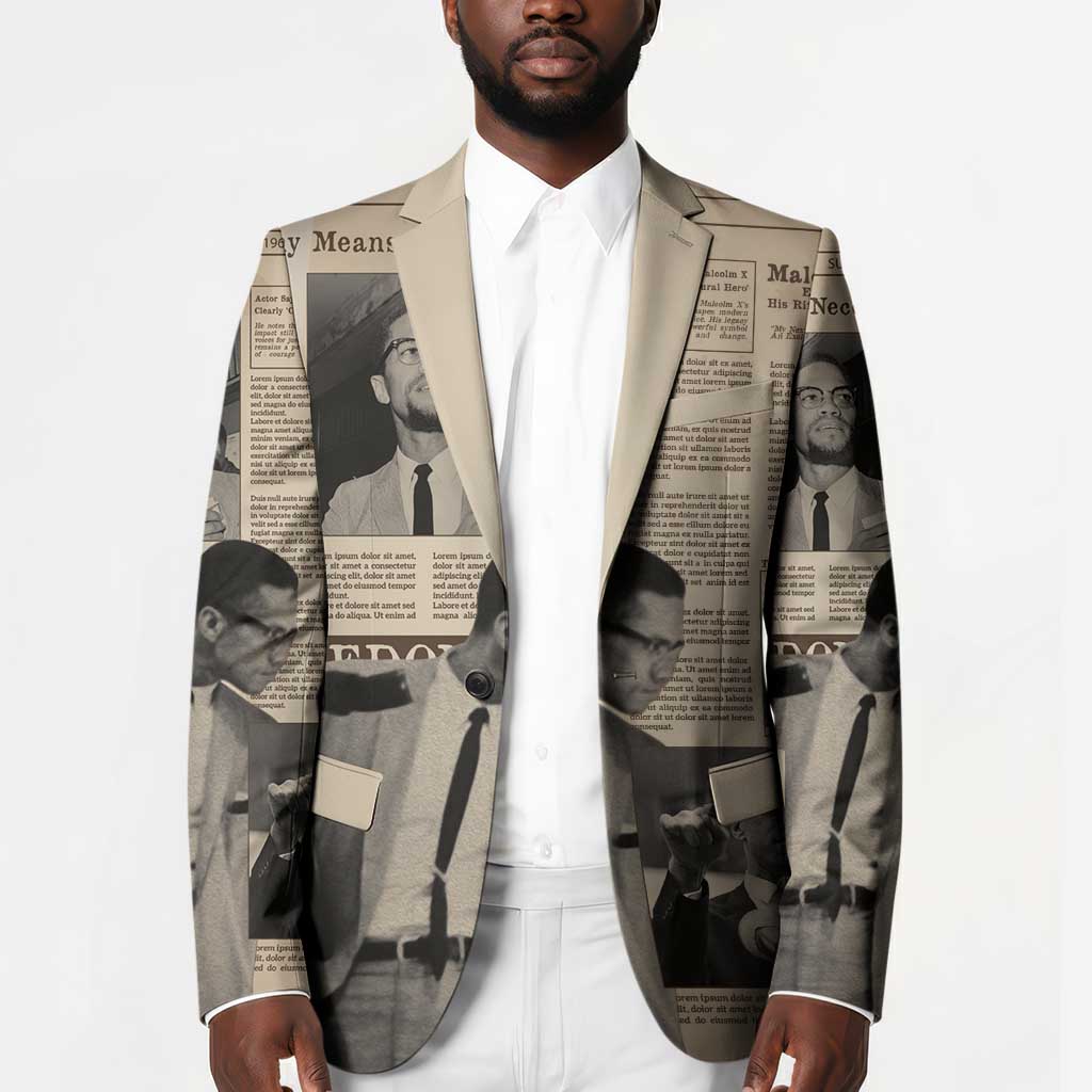 Malcolm X Blazer Vintage Newspaper Print Style