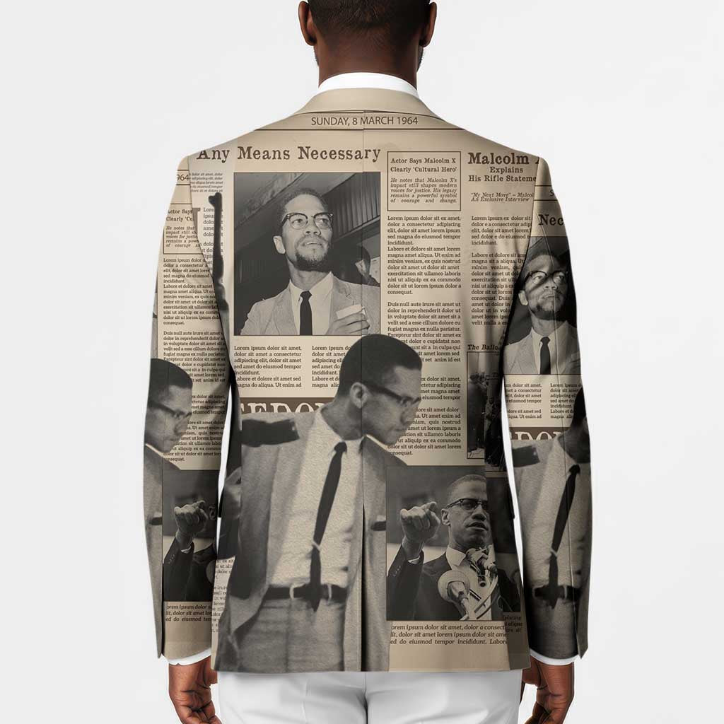 Malcolm X Blazer Vintage Newspaper Print Style