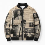 Malcolm X Bomber Puffer Jacket Vintage Newspaper Print Style