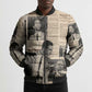 Malcolm X Bomber Puffer Jacket Vintage Newspaper Print Style