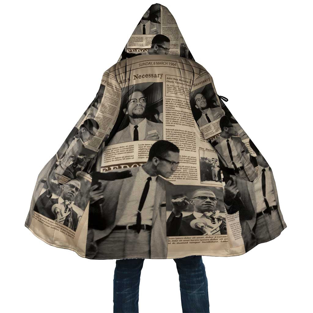 Malcolm X Cloak Vintage Newspaper Print Style