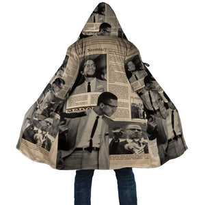 Malcolm X Cloak Vintage Newspaper Print Style