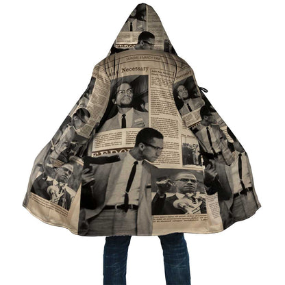 Malcolm X Cloak Vintage Newspaper Print Style