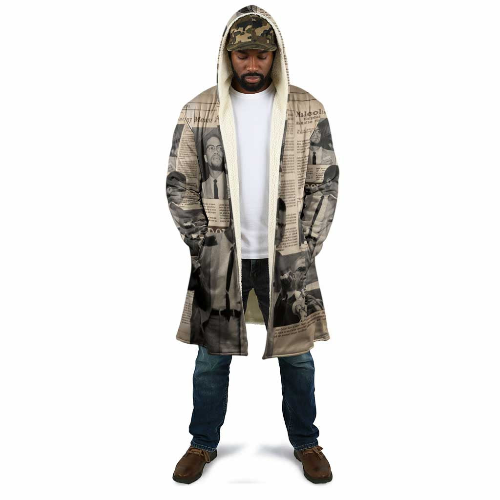 Malcolm X Cloak Vintage Newspaper Print Style