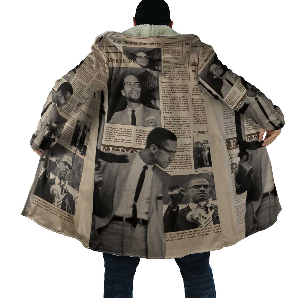 Malcolm X Cloak Vintage Newspaper Print Style