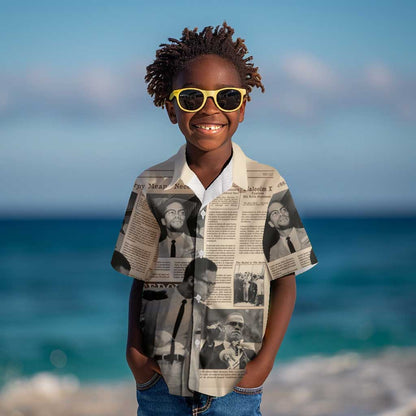 Malcolm X Vintage Newspaper Print Style Kid Hawaiian Shirt LT15