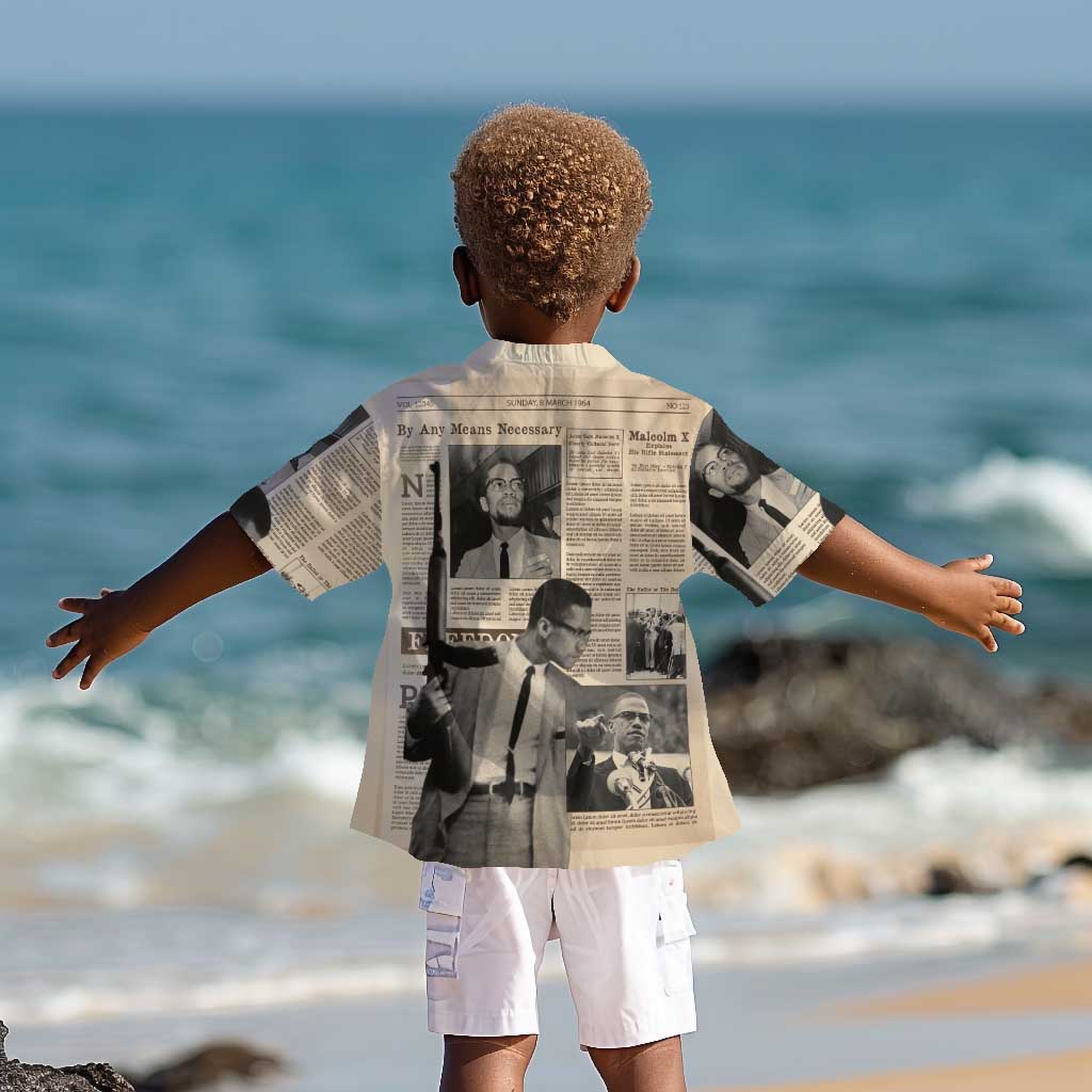 Malcolm X Vintage Newspaper Print Style Kid Hawaiian Shirt LT15