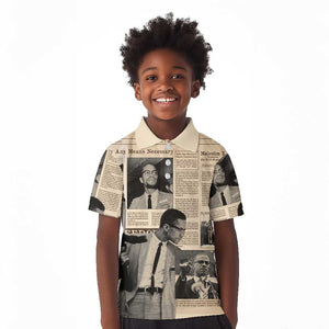 Malcolm X Vintage Newspaper Print Style Kid Polo Shirt LT15