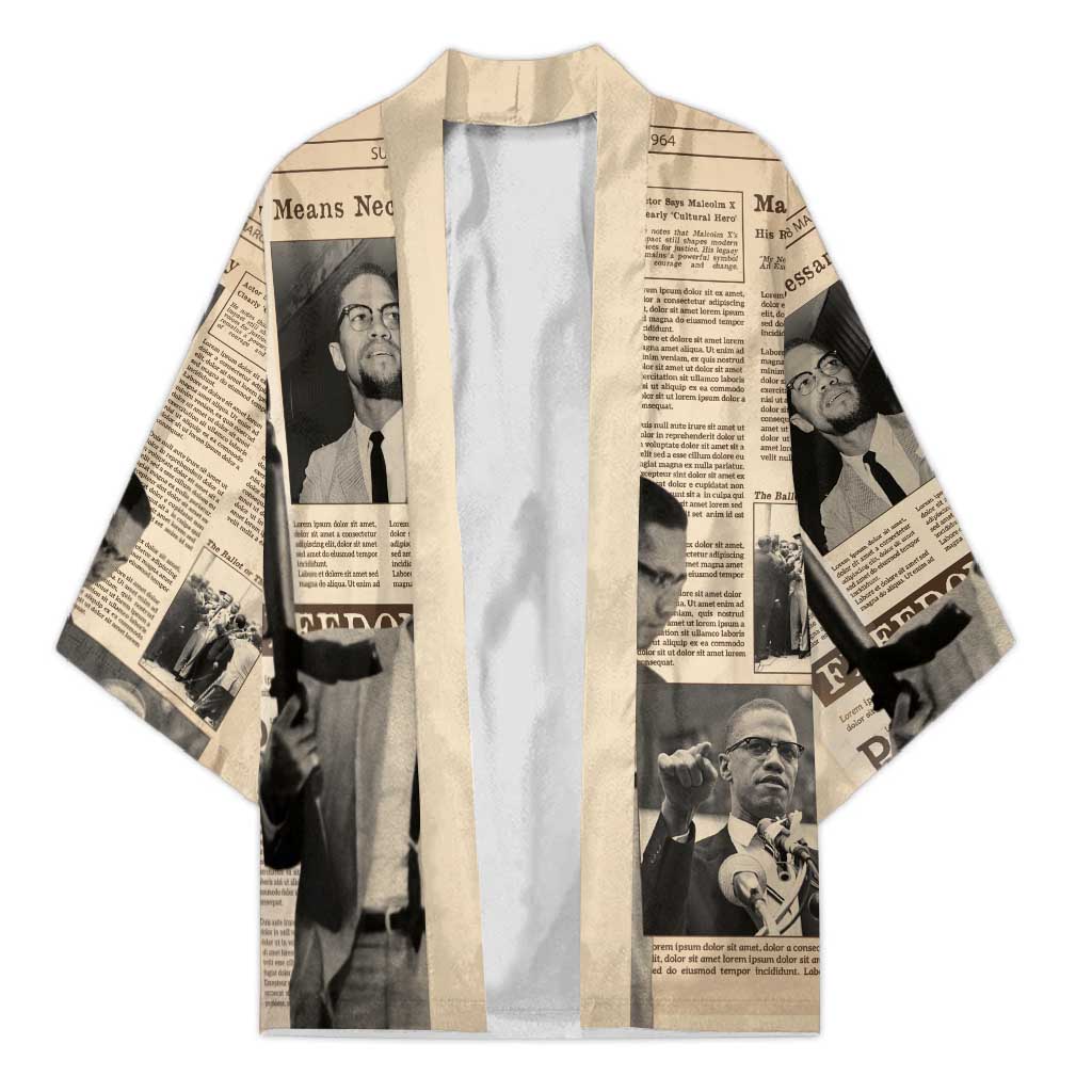Malcolm X Kimono Vintage Newspaper Print Style
