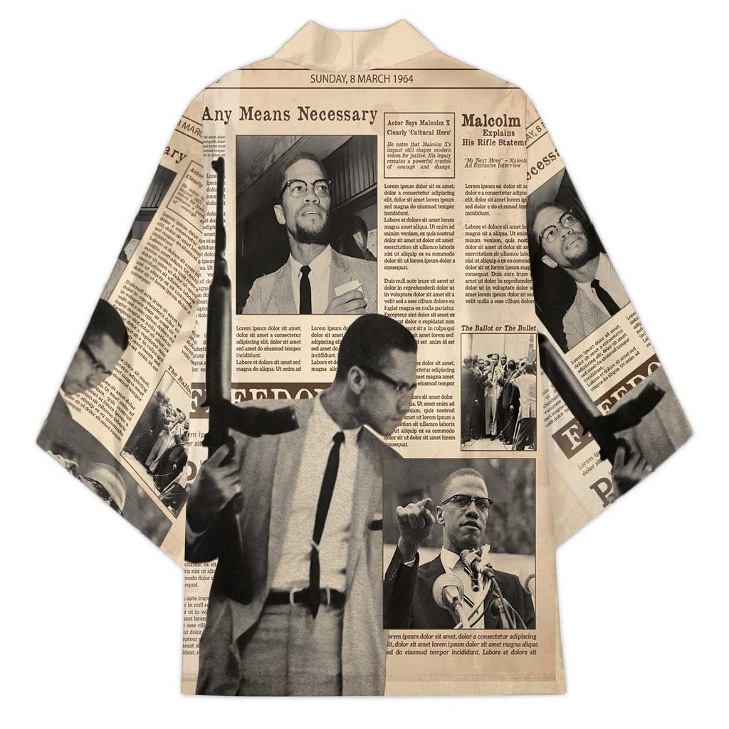 Malcolm X Kimono Vintage Newspaper Print Style