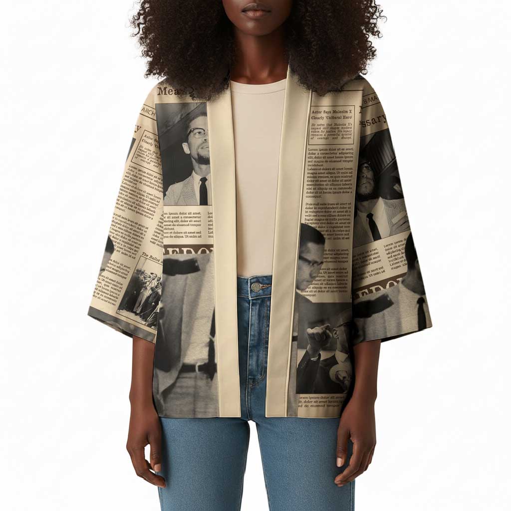 Malcolm X Kimono Vintage Newspaper Print Style