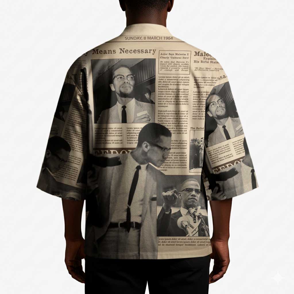 Malcolm X Kimono Vintage Newspaper Print Style