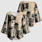 Malcolm X Kimono Sleeve Blouse Vintage Newspaper Print Style