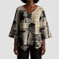 Malcolm X Kimono Sleeve Blouse Vintage Newspaper Print Style