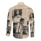 Malcolm X Vintage Newspaper Print Style Long Sleeve Button Shirt - African Pride