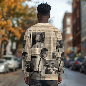 Malcolm X Vintage Newspaper Print Style Long Sleeve Shirt - African Pride