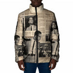 Malcolm X Padded Jacket Vintage Newspaper Print Style