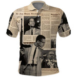 Malcolm X Vintage Newspaper Print Style Polo Shirt LT15