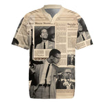 Malcolm X Vintage Newspaper Print Style Rugby Jersey LT15