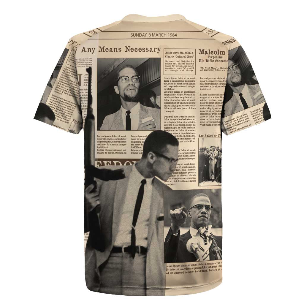 Malcolm X Vintage Newspaper Print Style Rugby Jersey LT15