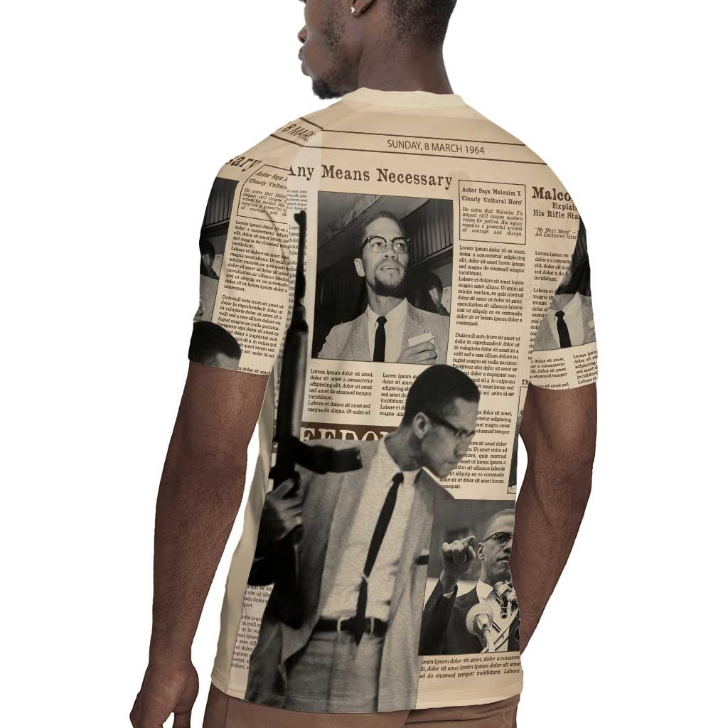 Malcolm X Vintage Newspaper Print Style Rugby Jersey LT15